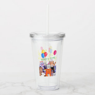 Happy Cat Party Party Acrylic Tumbler