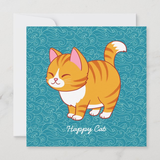 Happy Cat Personalised  Invitation (Front)