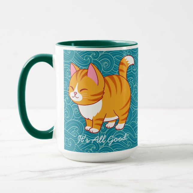Happy Cat Personalised  Mug (Left)