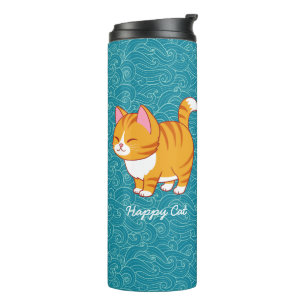Happy Cat Personalised  Thermal Tumbler