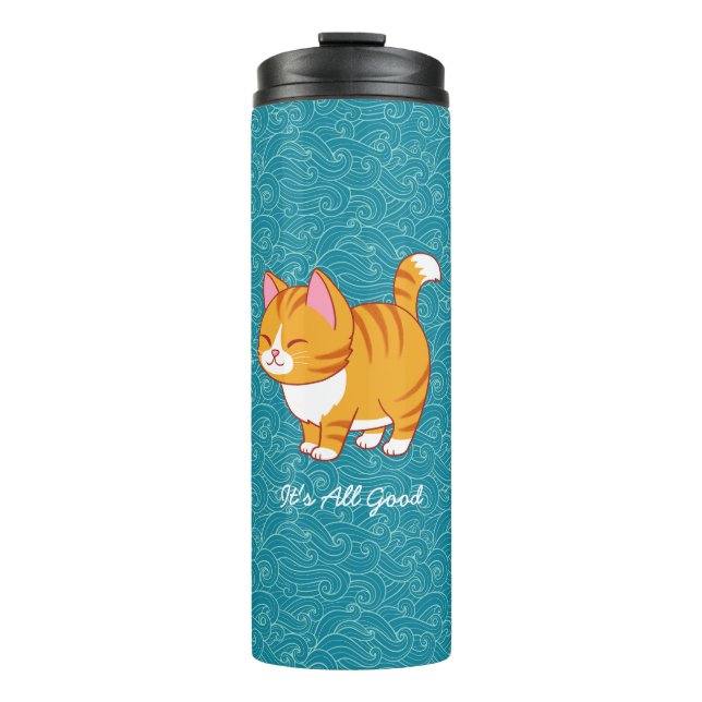 Happy Cat Personalised  Thermal Tumbler (Front)