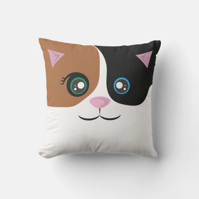 Happy Cat Pillow - Calico (Front)