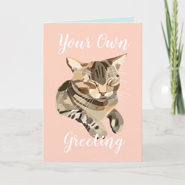Happy Cat Purring Personalized Card (Front)