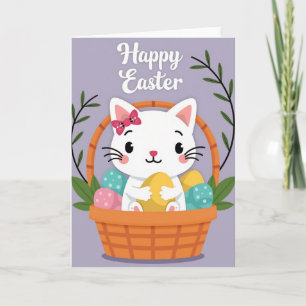 Happy Cat Spring Basket Card
