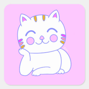 Happy Cat Square Stickers