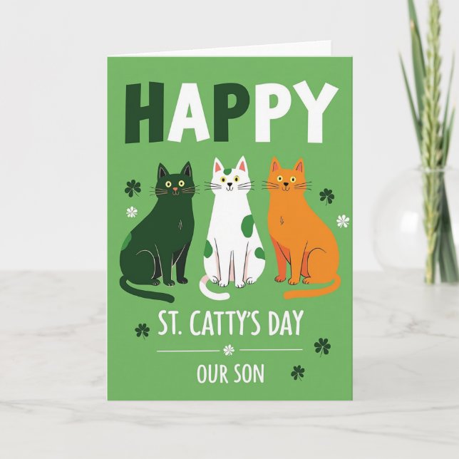 Happy Cat St Cattys Day Son Card (Front)