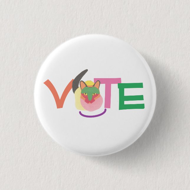 Happy Cat Vote GOTV Button (Front)
