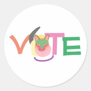 Happy Cat Vote GOTV Button Classic Round Sticker