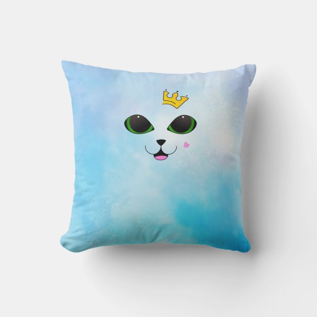 Happy Cat with Crown Keychain Cushion (Front)
