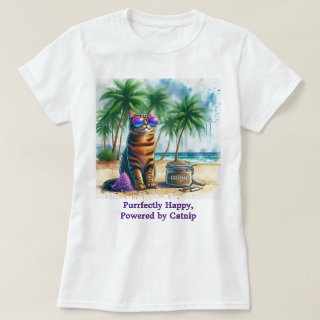 Happy Catnip Cat Funny Cat Lovers  T-Shirt (Design Front)