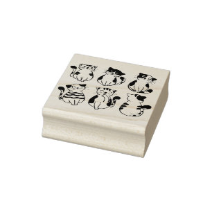 happy cats art stamp