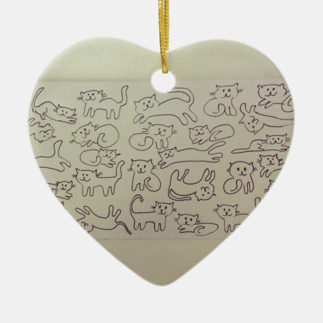 Happy Cats Ceramic Ornament (Front)