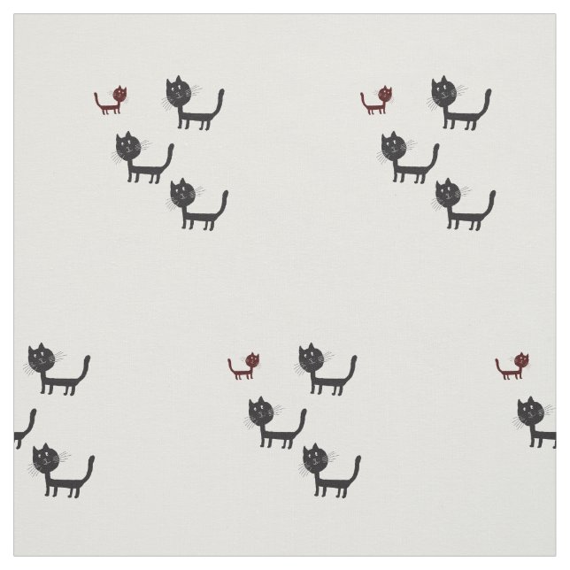 Happy Cats Lyhography Design Fabric (Swatch)