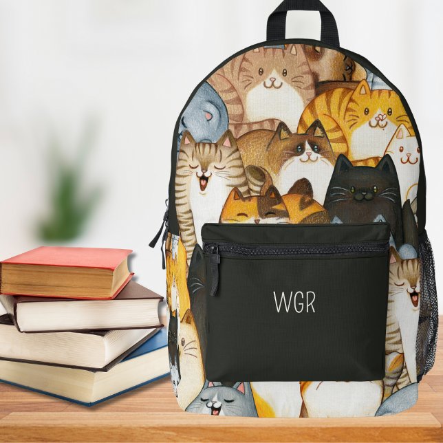 Happy Cats Printed Backpack (Creator Uploaded)