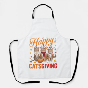 Happy Catsgiving Cats Halloween Thanksgiving Cat F Apron