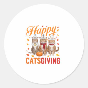 Happy Catsgiving Cats Halloween Thanksgiving Cat F Classic Round Sticker