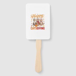 Happy Catsgiving Cats Halloween Thanksgiving Cat F Hand Fan