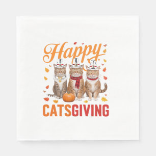 Happy Catsgiving Cats Halloween Thanksgiving Cat F Napkin