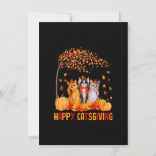 Happy Catsgiving Cute Thanksgiving Cat Lovers Cat  Invitation