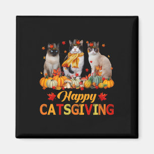 Happy Catsgiving Siamese Cat Autumn Fall Vibes Tha Magnet