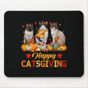 Happy Catsgiving Siamese Cat Autumn Fall Vibes Tha Mouse Pad