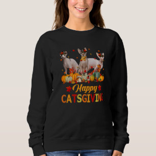 Happy Catsgiving Sphynx Cat Autumn Fall Vibes Than Sweatshirt