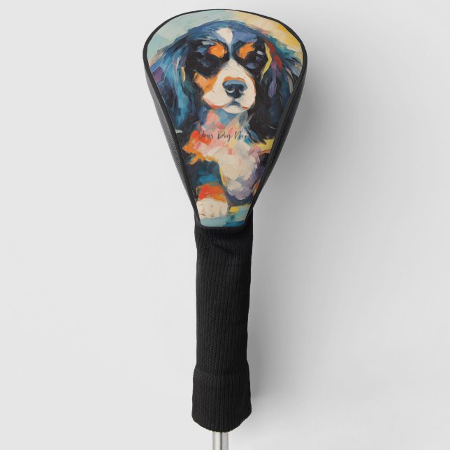 Happy Cavalier King Charles Spaniel Dog 01 - Kaori Golf Head Cover (Front)