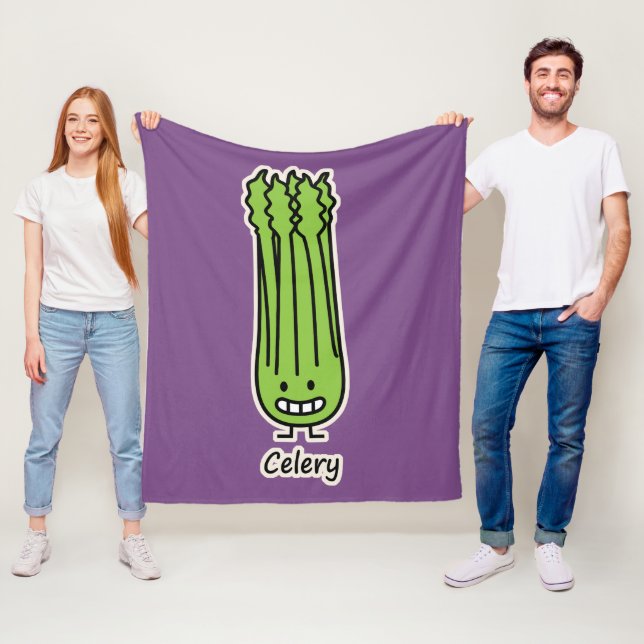 Happy Celery Stalk Bunch green fibre vegetable Fleece Blanket (In Situ)