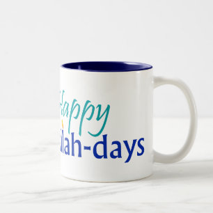 Happy Challah-days Blue-lined Mug
