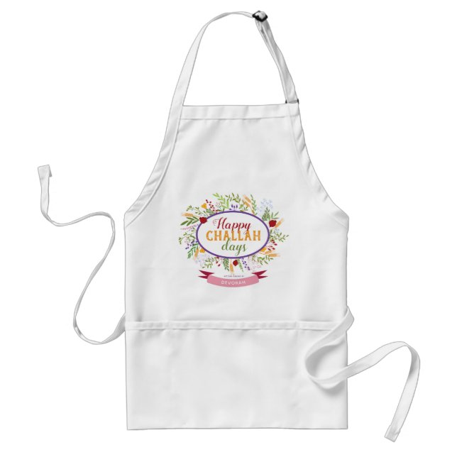 Happy Challah Days - Floral with Pomegranates Standard Apron (Front)