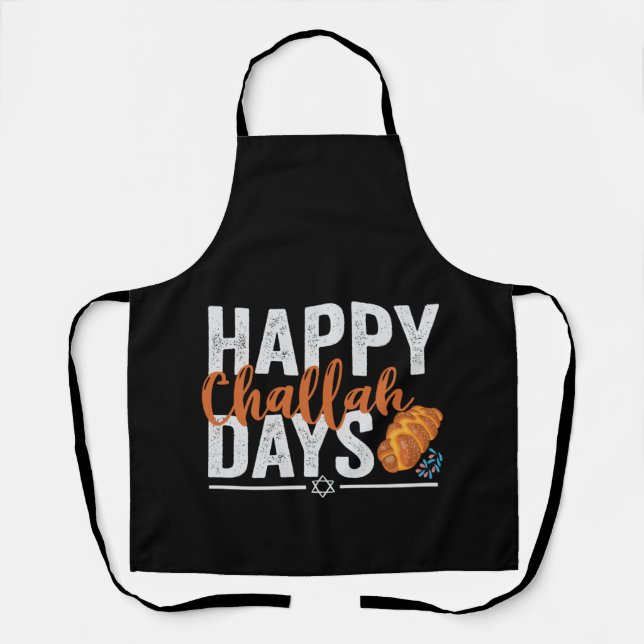 Happy Challah Days Funny Hanukkah Holiday Gift Apron (Front)