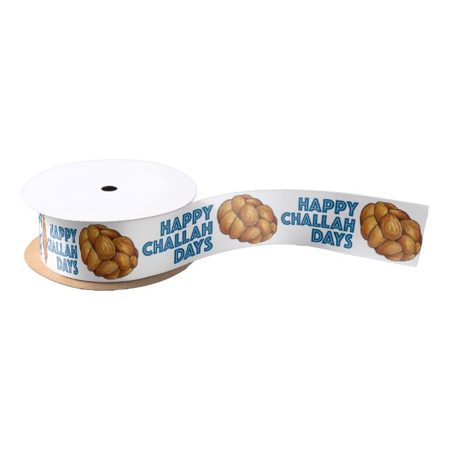 Happy Challah Days Hanukkah Chanukah Bread Holiday Satin Ribbon (Spool)