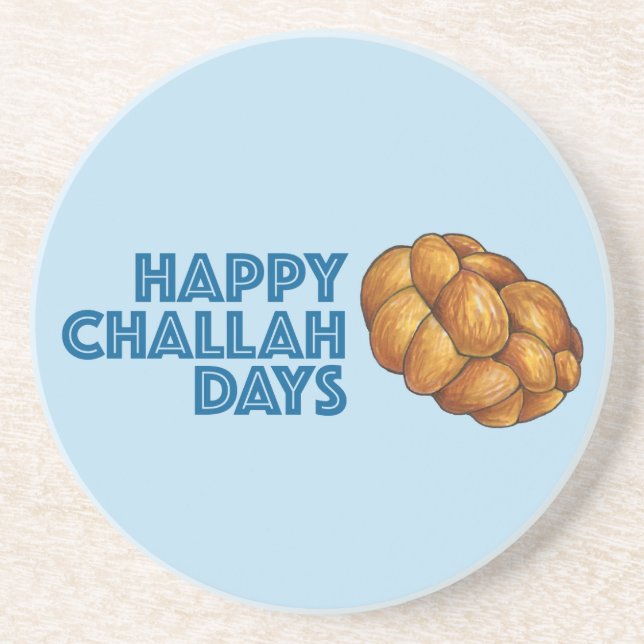 Happy Challah Days Hanukkah Jewish Holiday Bread Coaster (Front)