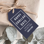 Happy Challah Days | Modern Minimalist Hanukkah Gift Tags<br><div class="desc">Add a modern yet cheeky touch to your gifts this Hanukkah with these midnight blue and white gift tags. Design features "Happy Challah Days" in clean,  modern white typeface with customisable text beneath.</div>