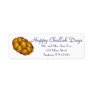 Happy Challah Days Personalised Hanukkah Chanukah Return Address Label