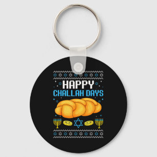 Happy Challah Days Ugly Christmas Hanukkah Key Ring