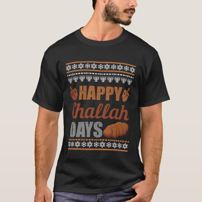 Happy Challah Days Ugly Hanukkah Sweater Chanukah  (Front)