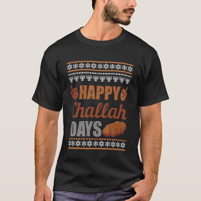 Happy Challah Days Ugly Hanukkah Sweater Chanukah  (Front)