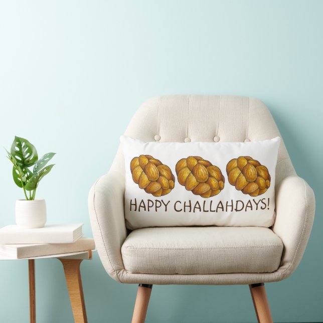 Happy Challahdays Challah Bread Hanukkah Holiday Lumbar Cushion (Chair)