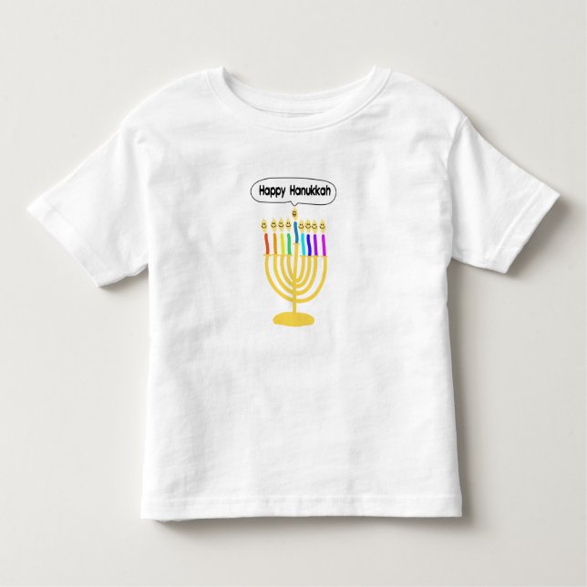 Happy Channukah Menora / Chanukia Toddler T-Shirt (Front)