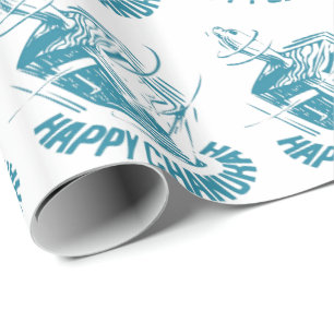 Happy Channukah Spinning Dreidel Wrapping Paper