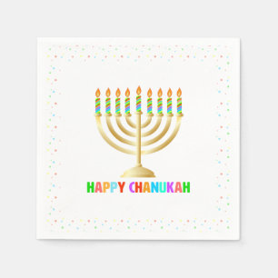Happy Chanuka Colourful Menorah Napkins