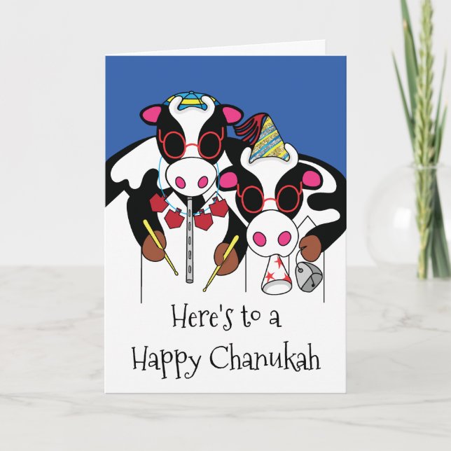 "Happy Chanukah and Happy Moo Year" Greeting Card (Front)
