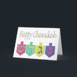 Happy Chanukah Card<br><div class="desc">Happy Chanukah Greeting Card with dreidles. Completely customisable and personalizable!</div>