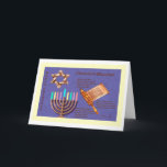 Happy Chanukah - Chanukah Blessings Holiday Card<br><div class="desc">Chanukah prayers,  scroll,  menorah,  candles,  Star of David with greeting text "Happy Chanukah"</div>