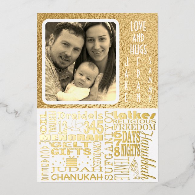 Happy Chanukah Chatter Foil Holiday Card (Front)