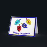 Happy Chanukah Dreidels Holiday Card<br><div class="desc">Four Chanukah Dreidels in bright colours with the words Happy Chanukah underneath</div>