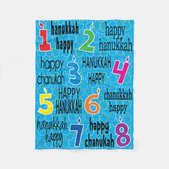 Happy Chanukah Fleece Blanket (Front)