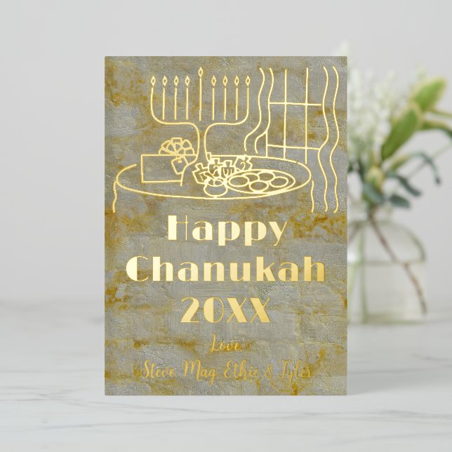 Happy Chanukah Foil Holiday Card (Standing Front)