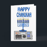 Happy Chanukah Ham Radio Greeting Card<br><div class="desc">Here's a Chanukah card for Jewish Hams to send to their fellow Hams, friends or family. You can customise this with your name and call sign. You can also change the inside greeting if you want the card to have a different message. ( We have this a 9 candle menorah...</div>